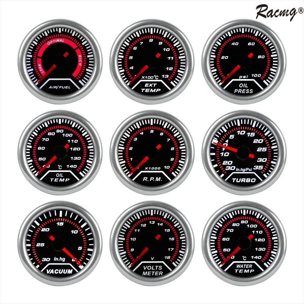 Kit de relojes 52 mm LED blanco: aceite, voltaje, agua, AFR y EGT