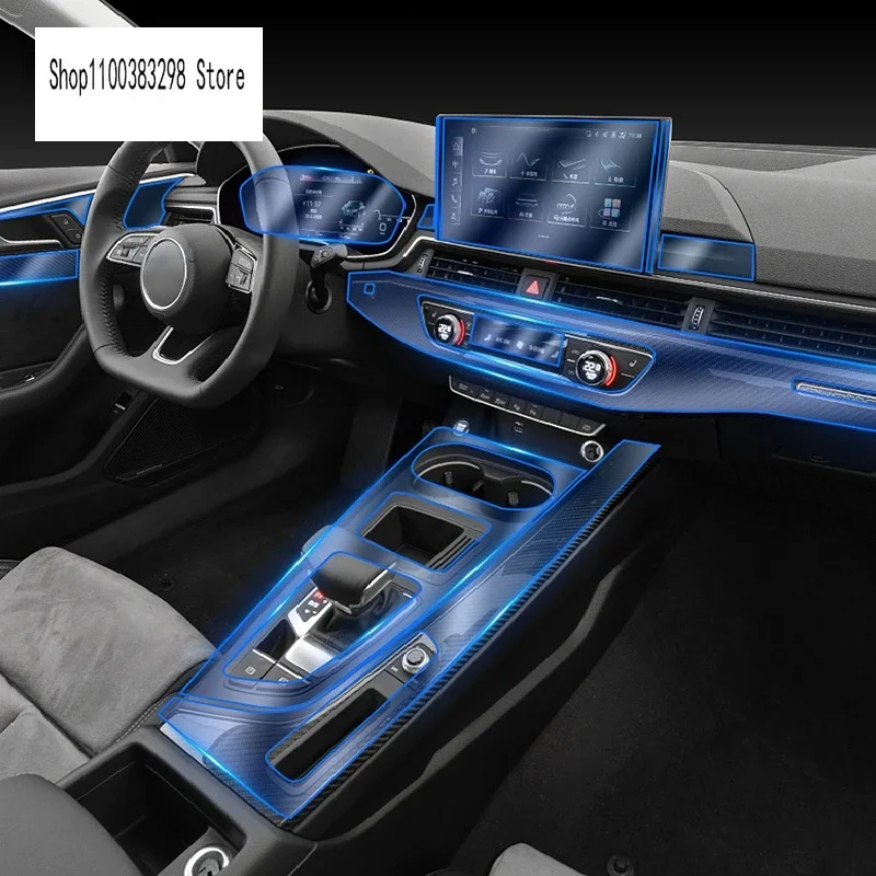 Para Audi A4 B9 2020-2022 consola central Interior de coche película protectora transparente de TPU película de reparación antiarañazos accesorios Refit - imagen 2