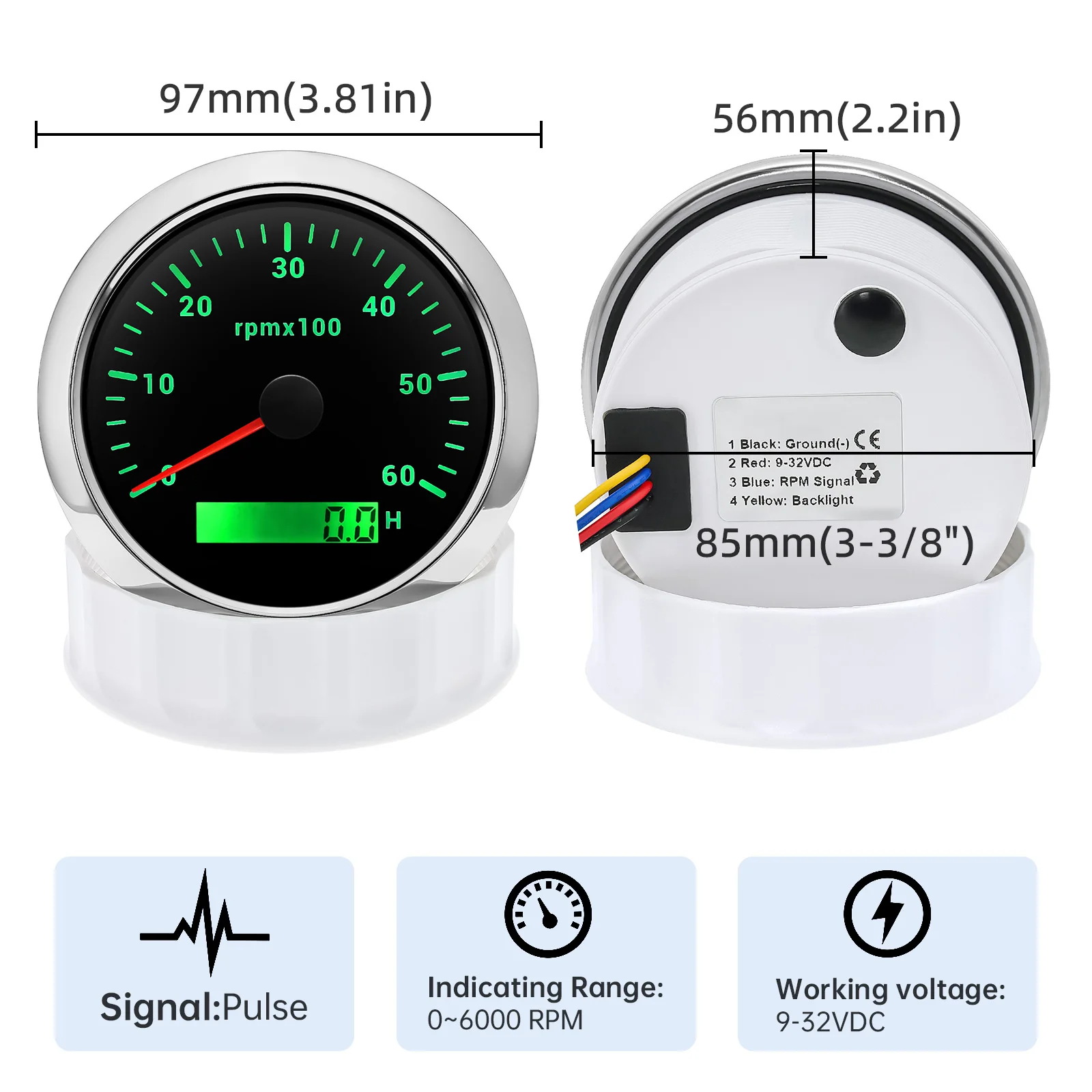 Tacómetro digital de pantalla LCD para motor, sensor y ajuste - imagen 3