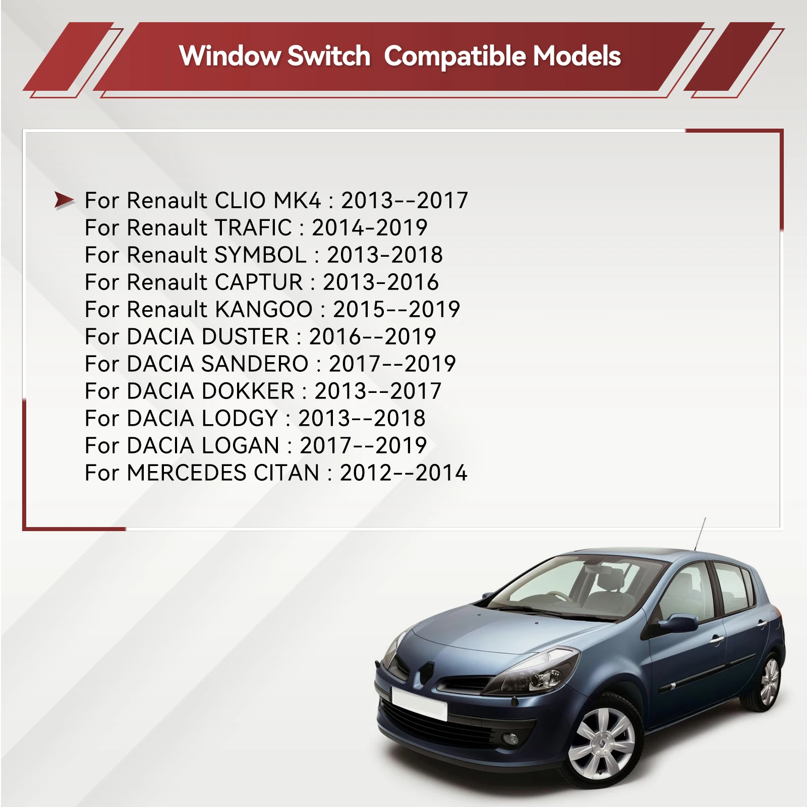 254118044 Botón de interruptor de Control principal de ventanilla eléctrica doble R para Renault Kangoo Trafic Clio MK IV Dacia Lodgy Dokker 254117873 R. - imagen 4