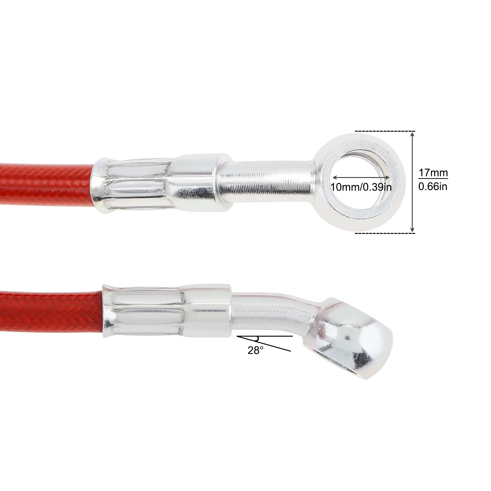 Latiguillo de freno hidráulico trenzado acero inox M10 Banjo 120 cm moto - imagen 2
