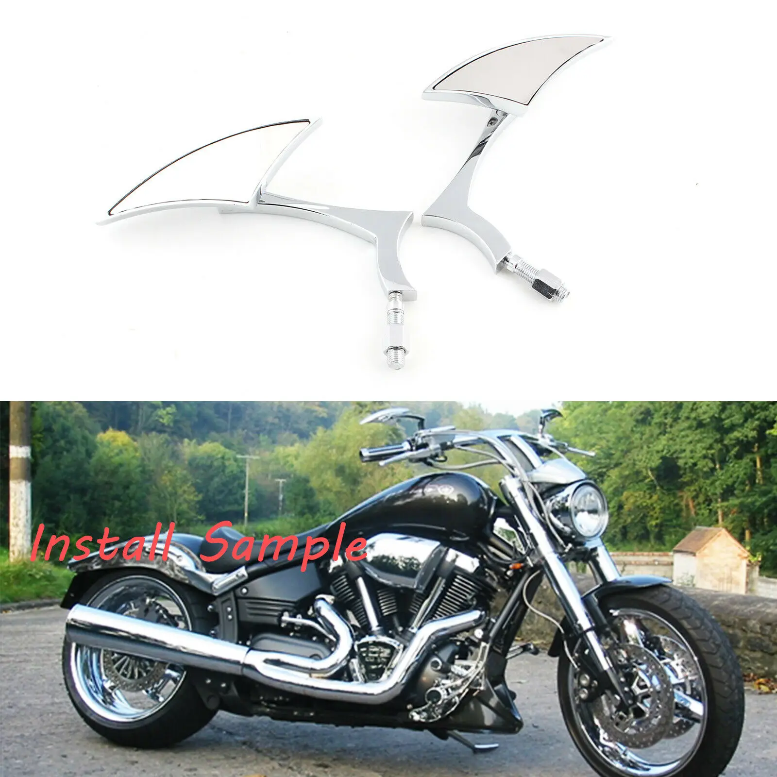 Espejo retrovisor Blade aluminio cromado Honda VTX1300C Fury - imagen 3