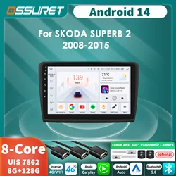 Radio 2 DIN Android Auto para Skoda Superb II 2008-2015