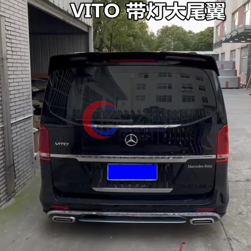 For Mercedes Benz V Class Vito V260 V260L Rear Trunk Spoiler Wing Lip Black LED with light 2016-2023 - imagen 2
