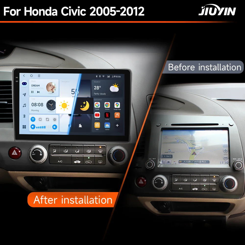 Radio estéreo Android 13 10" Carplay 2 Din – Honda Civic 8 2005-2012 - imagen 4