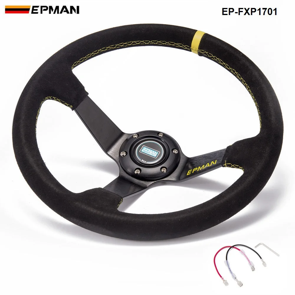 Volante de deriva EPMAN de gamuza con botón de bocina - imagen 5