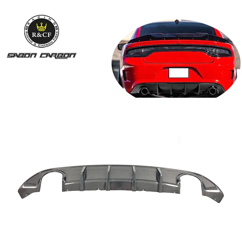 Difusor trasero de fibra de carbono para Dodge Charger SRT HELLCAT 15-21 Difusor de parachoques trasero