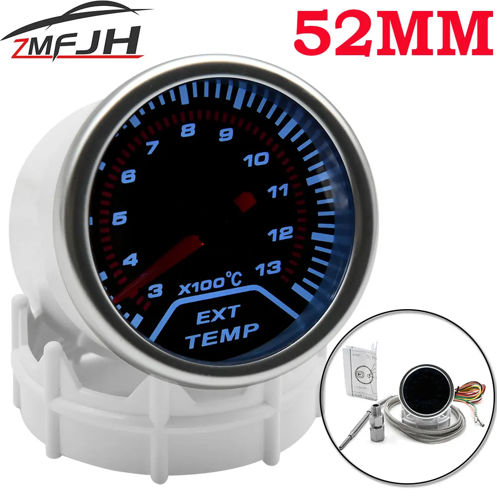 Indicador Digital de temperatura de gases de escape, medidor de temperatura de gases de escape, Led blanco, EGT EXT, medidor de coche con Sensor 1/8 NPT, 12V, 2 ", 52mm