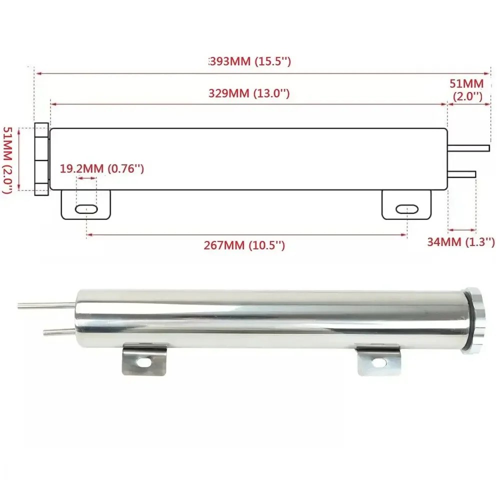 Depósito recuperador de refrigerante universal – acero inoxidable pulido - imagen 2