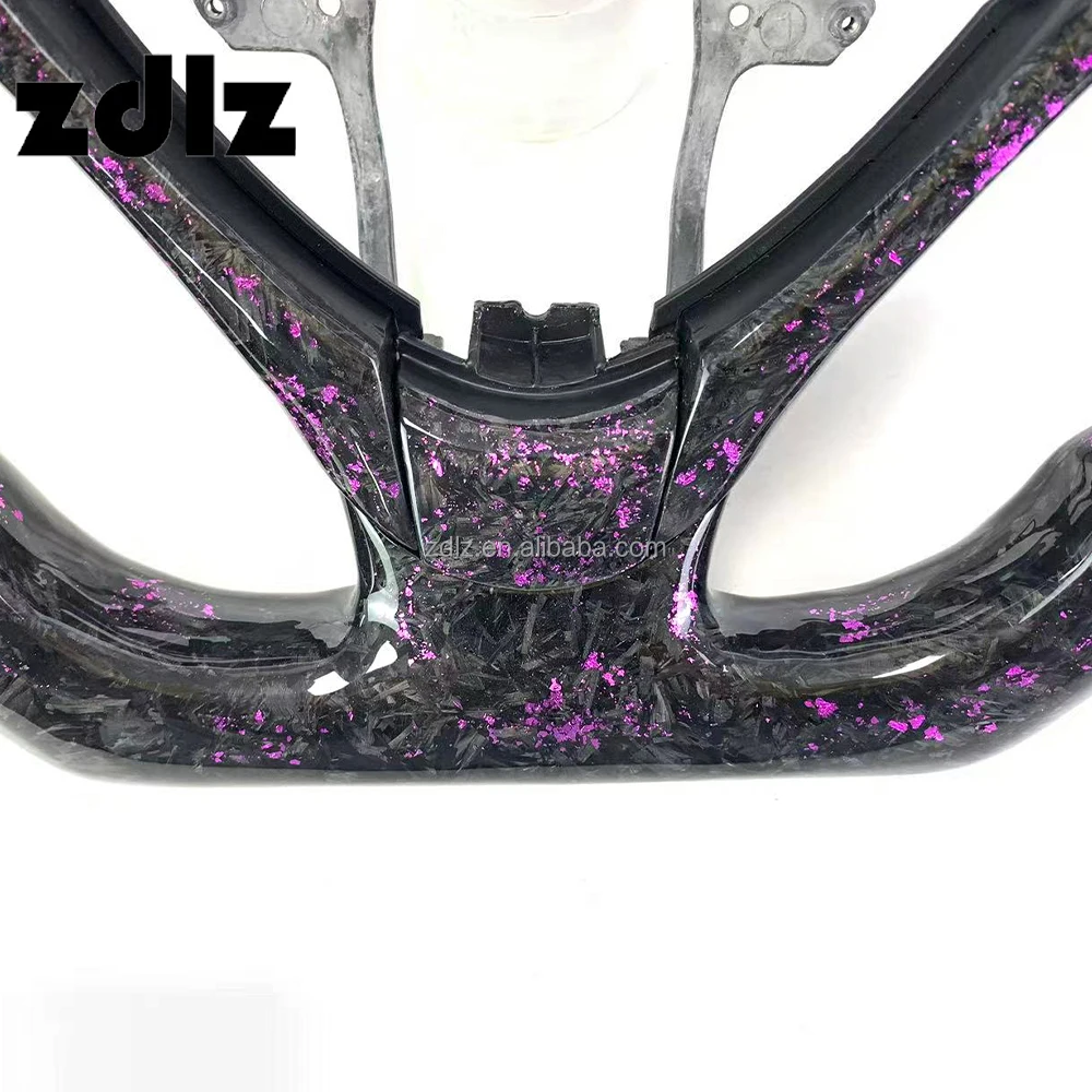 Volante de fibra de carbono forjado púrpura con LED – Acura TLX/MDX - imagen 5