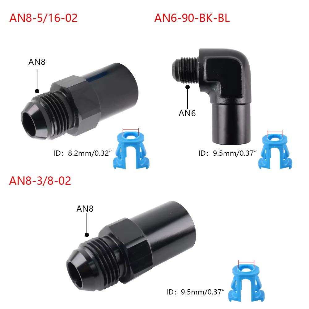 Detalle del conector rápido de aluminio negro