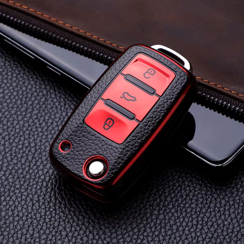 Funda de TPU y cuero suave para mando de automóvil
