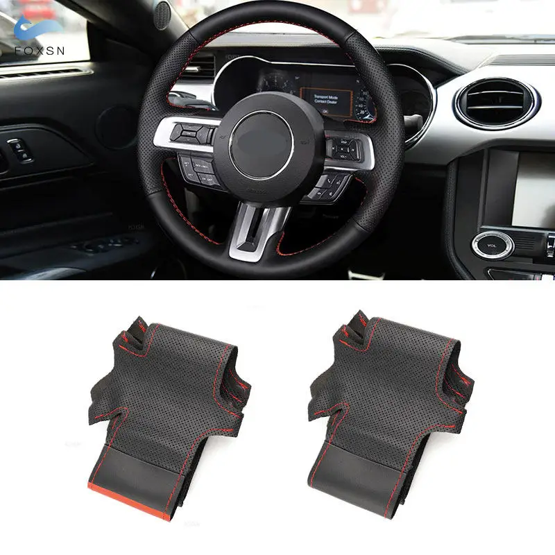 Funda de volante de cuero perforado para Ford Mustang 2015-2021
