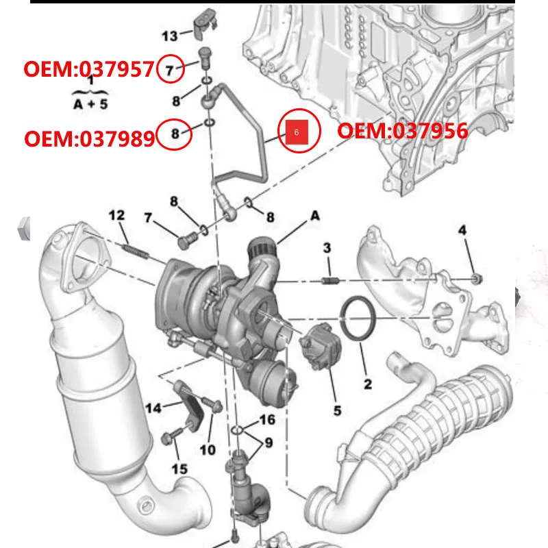 037956 9824001880   Para Peugeot 207 208 308 508 3008 5008 RCZ Citroen C4L C4 C5 DS 1,6 THP Turbo cargador manguera de retorno de aceite, tubo de alimentación - imagen 3