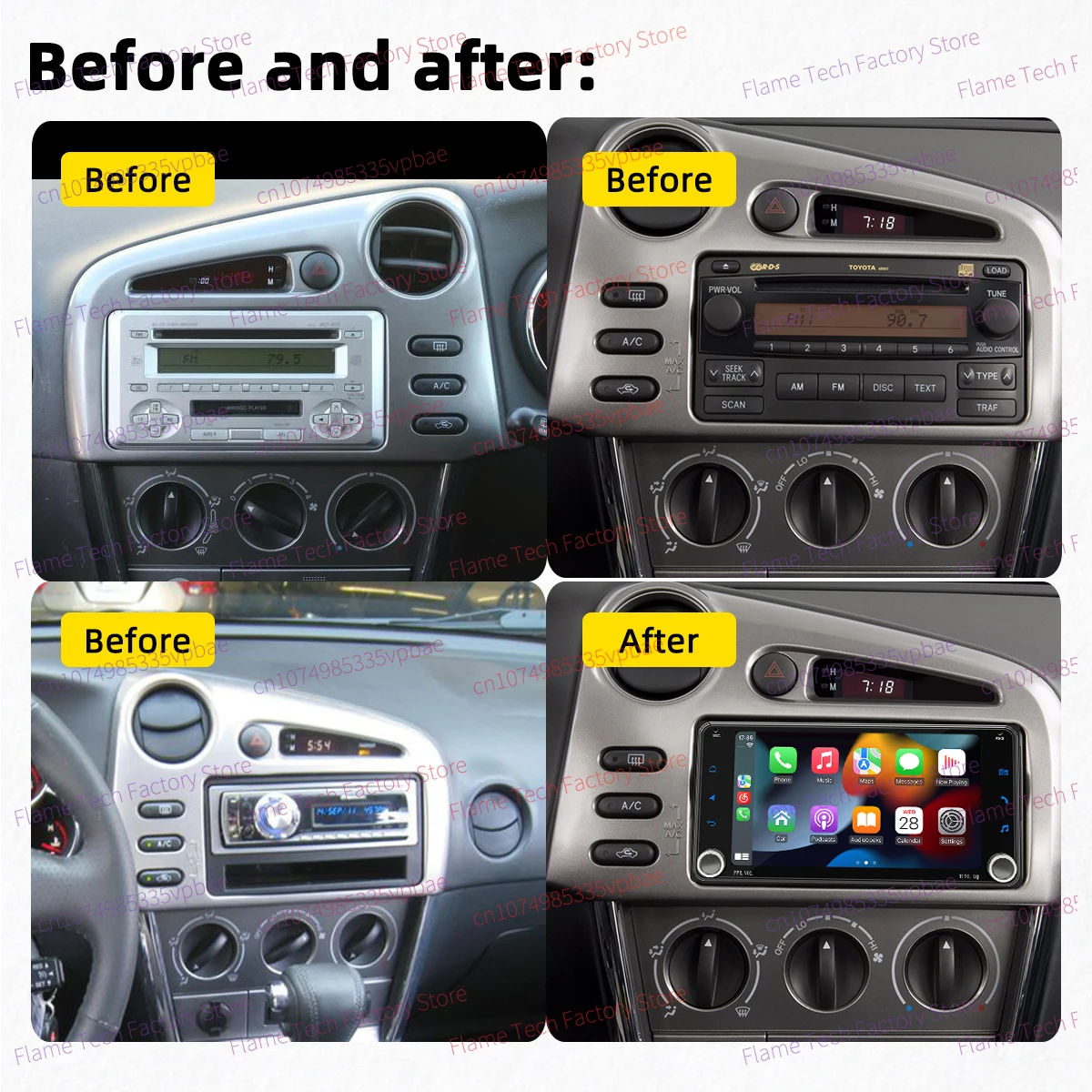 Radio Android 2DIN para Toyota Matrix E130/E140 2002-2006 con CarPlay - imagen 2