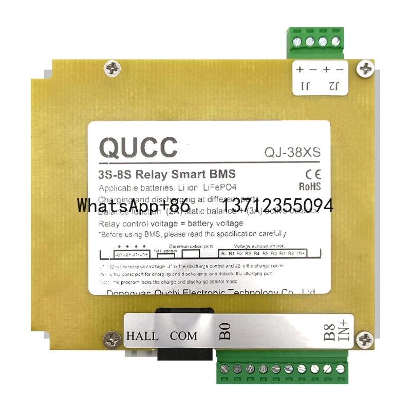 Qucc 3S-8S BMS inteligente 500A para baterías Li-ion Lifepo4 12V 24V