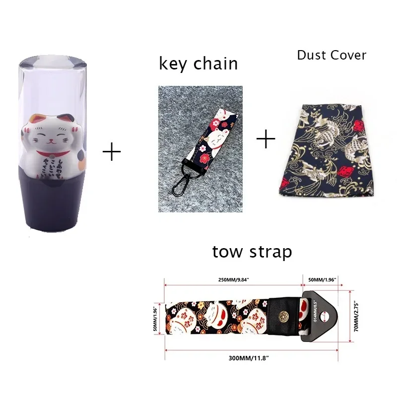 Pomo de cambio Lucky Cat de cristal acrílico con adaptadores - imagen 2