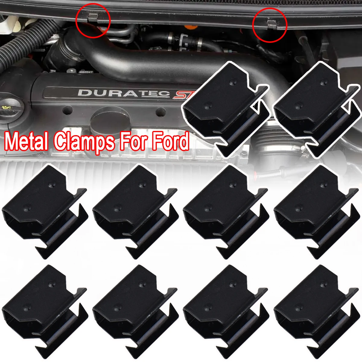 Clips de fijación metálicos para capó y rejilla – Ford Focus Mk2/C-MAX