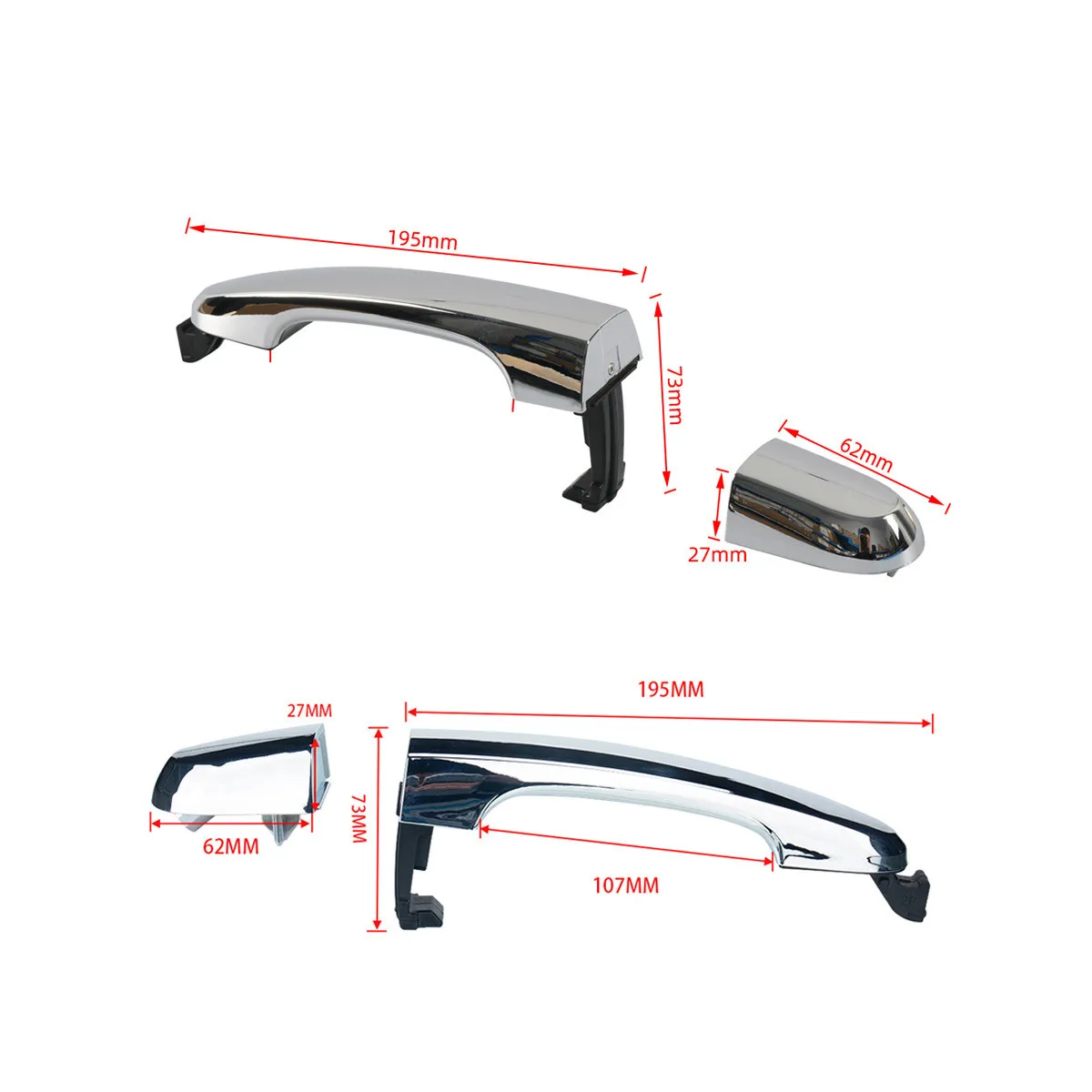 Manija de puerta exterior cromada para Kia Sorento 2011-2015