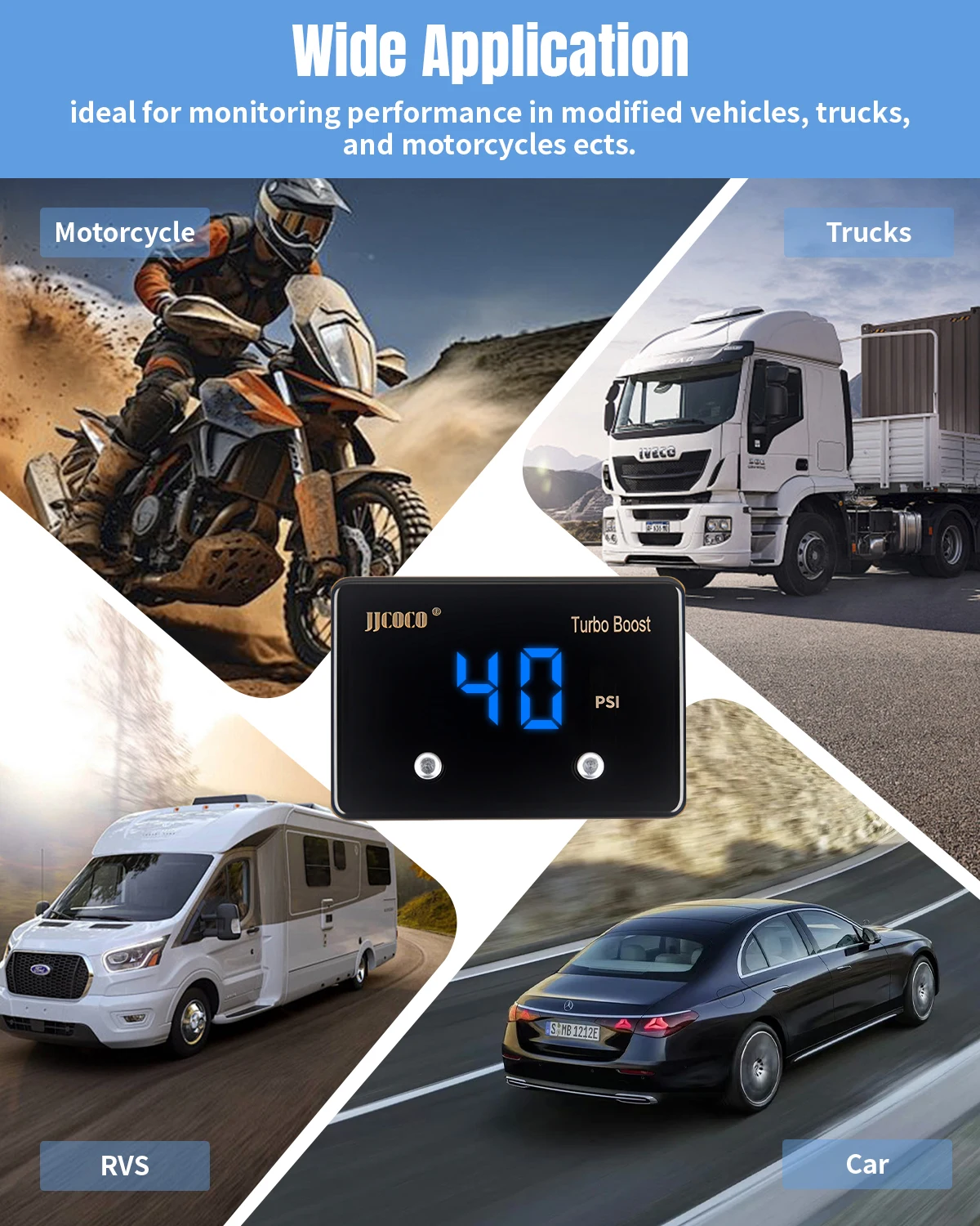 Medidor de vacío digital JJCOCO 12V para diagnóstico motor y turbo - imagen 3