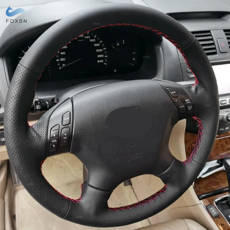 Funda de volante cosida a mano de cuero perforado – Honda Accord VII - imagen 5