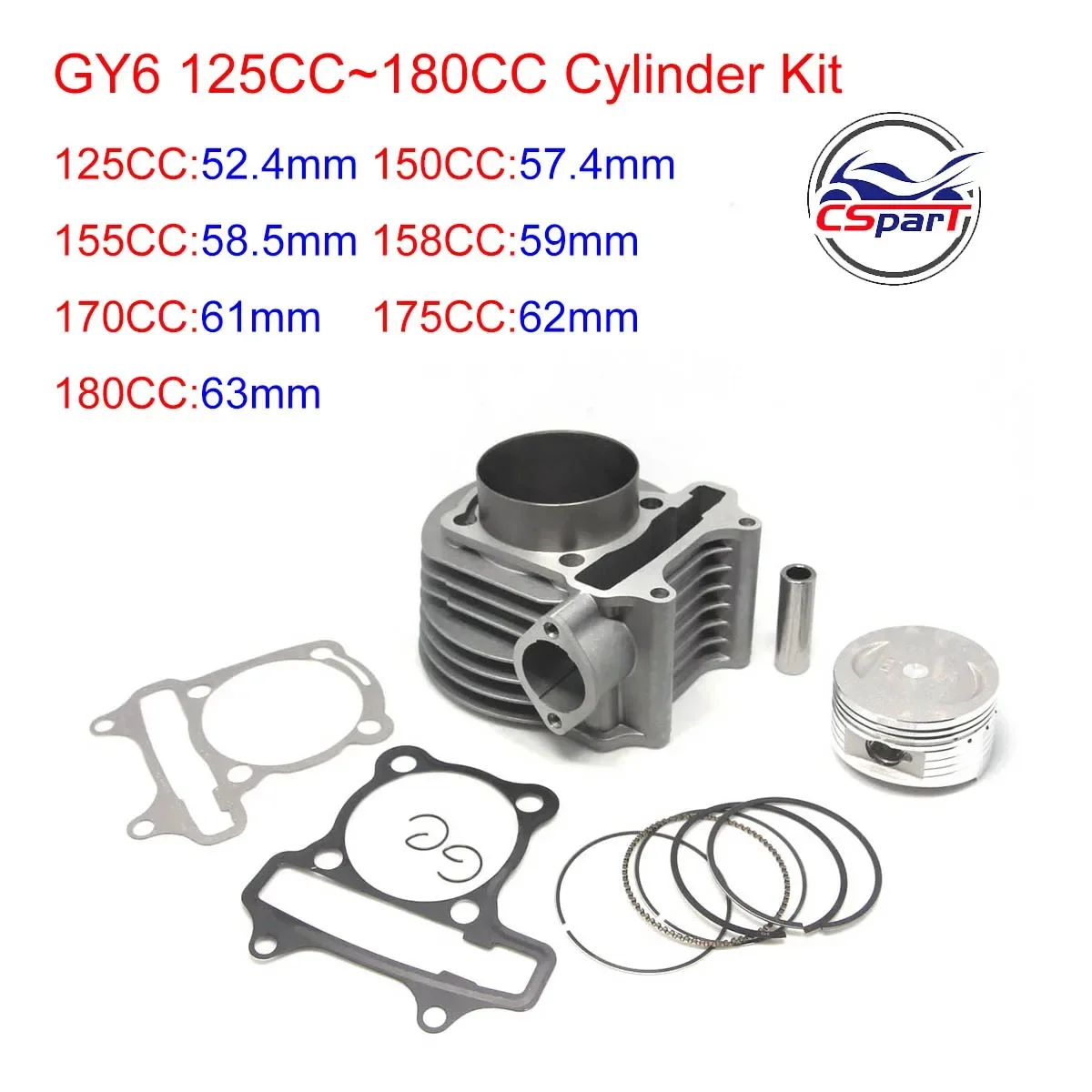 Kit de cilindro Big Bore GY6 para scooter, ATV y buggy