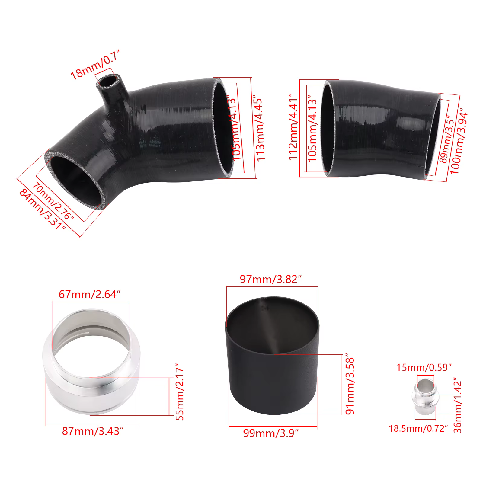 Manguito de admisión turbo silicona BMW B58 M340i M440i Supra A90 - imagen 4