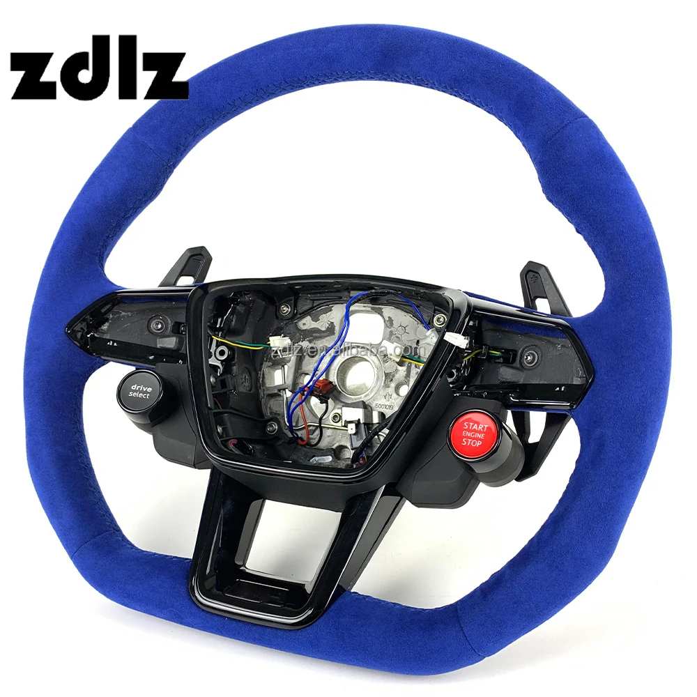 Volante de gamuza azul con carbono para Audi RS A6/A7 2018-2022 - imagen 3