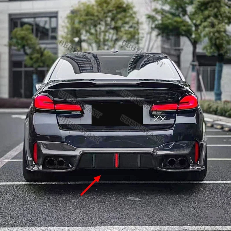 Para BMW 5 Series M5 F90 G30 G38 3D con luces estilo labio trasero de carbono difusor de parachoques trasero divisor trasero alerón - imagen 4