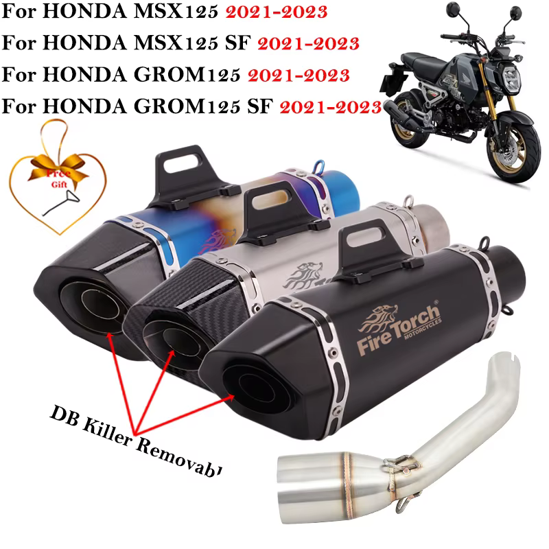 Escape deportivo fibra carbono Honda GROM125 MSX125 2021-2023 - imagen 2
