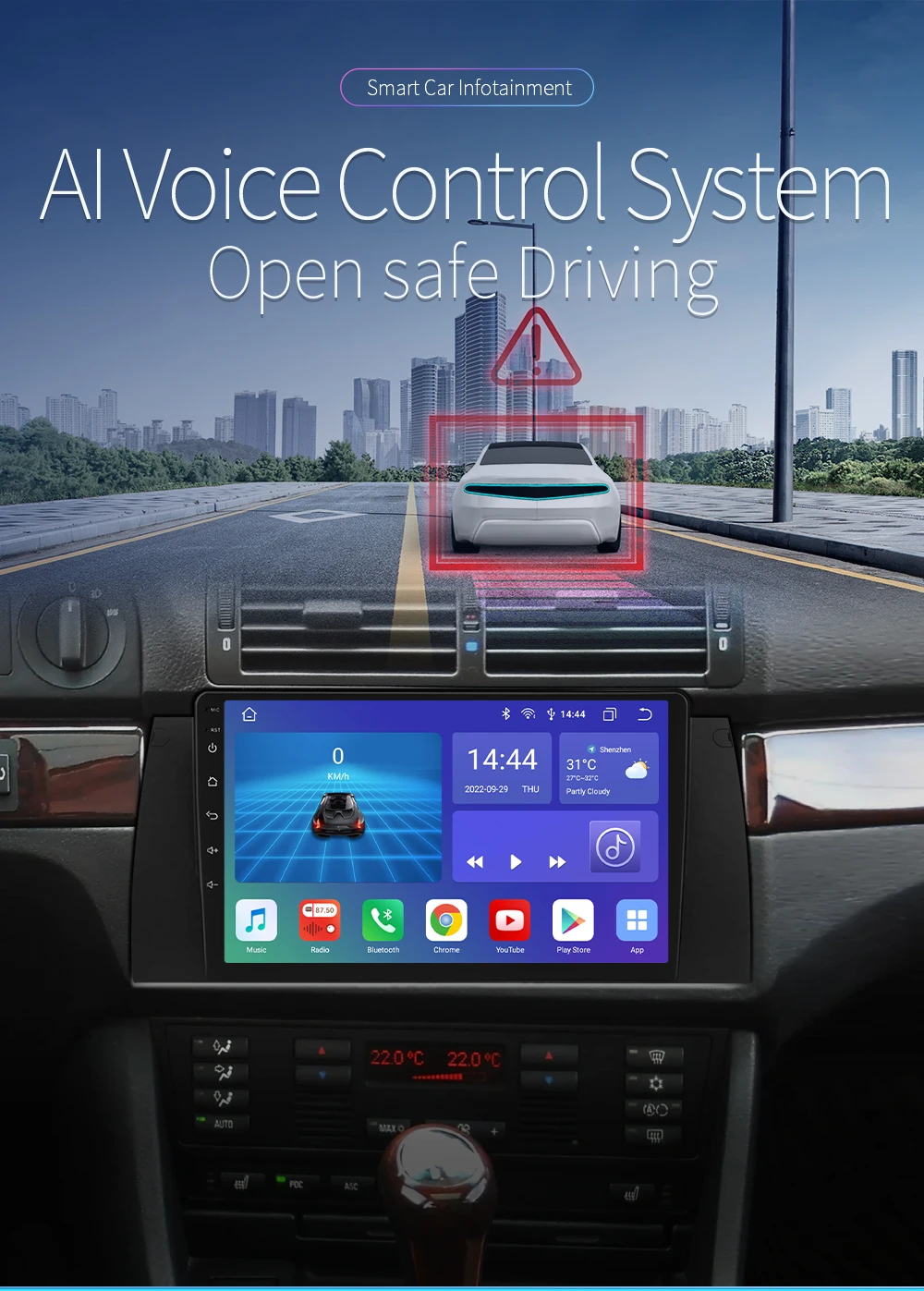 Interfaz CarPlay y Android Auto en la radio 2DIN