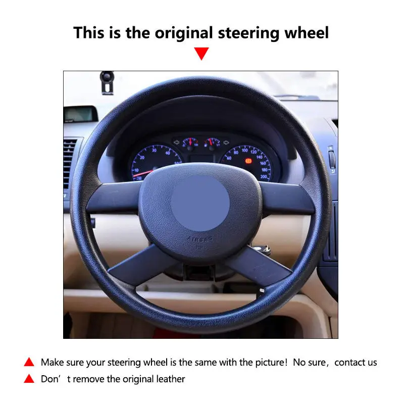 Accesorios de cubierta de cuero perforado negro trenzado en el volante del coche para VW Golf 5 V Touran 2003-2005 Polo 2003-2006 (4 radios) - imagen 5