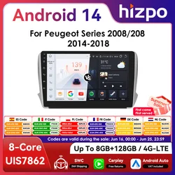 Hizpo radio coche doble din Android con CarPlay – Peugeot 208/2008