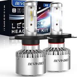 Bevinsee Bombilla H4 LED 6000K 12V para vehiculos - Luz alta y baja