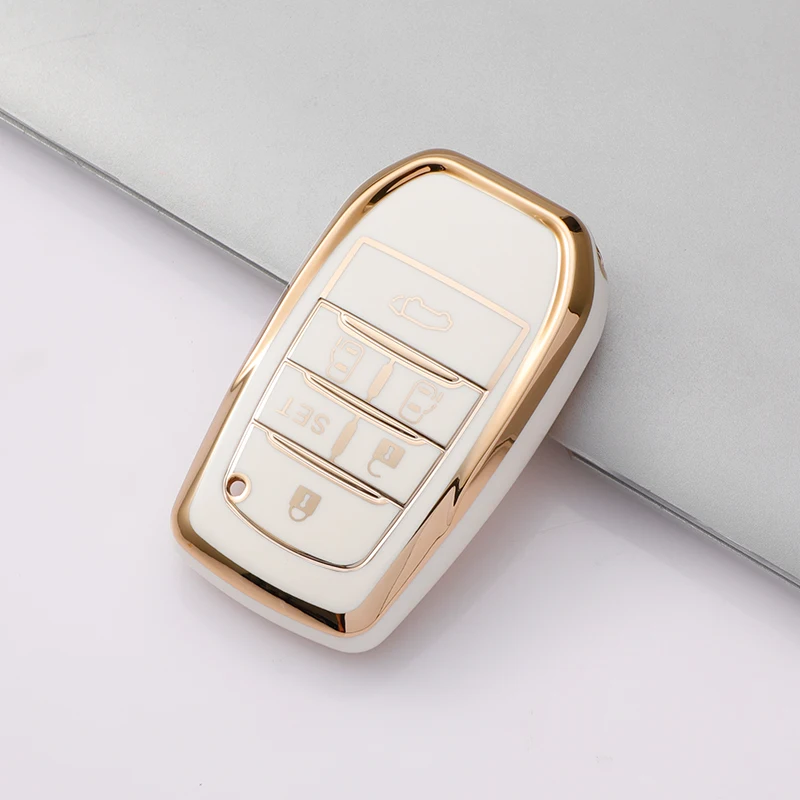 Detalle de los botones en relieve de la funda para llave