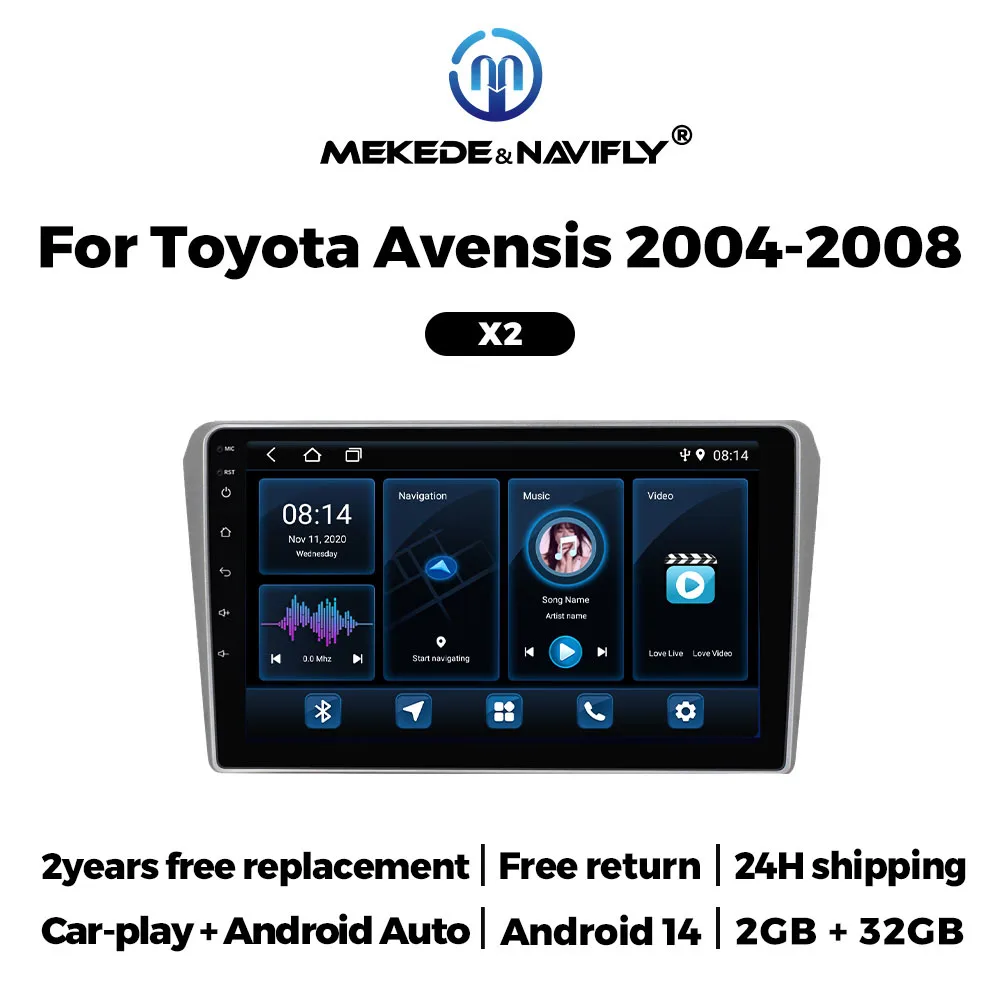 Autorradio Android 14 MEKEDE con CarPlay para Toyota Avensis T25 - imagen 2