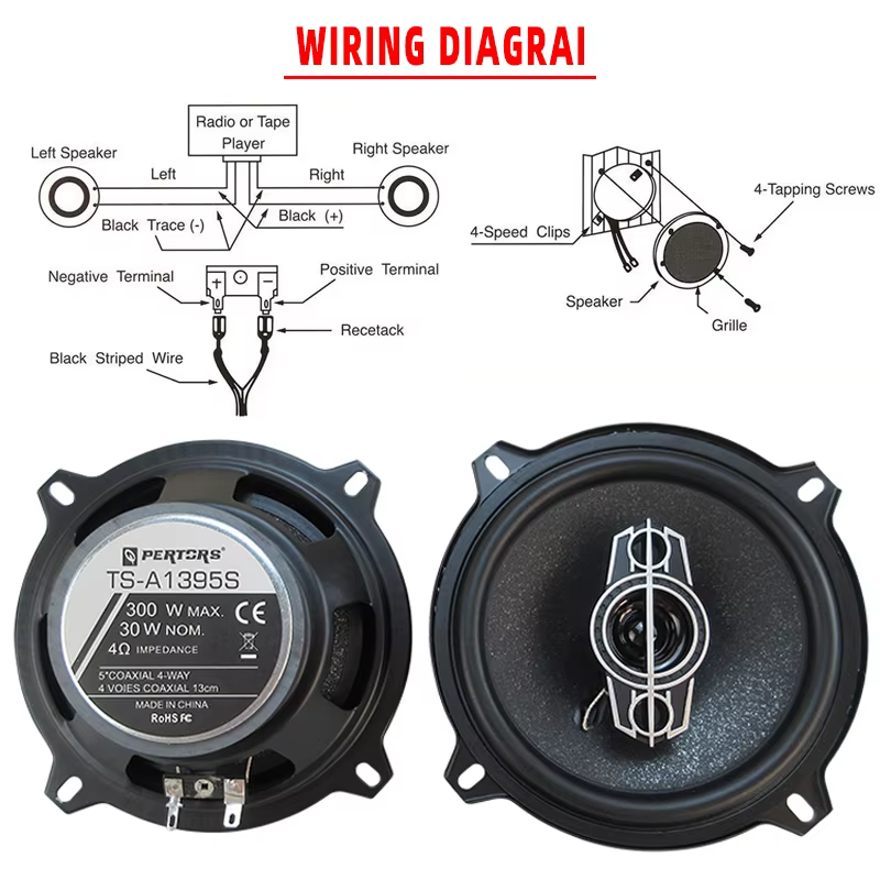 Altavoces coaxiales 5 pulgadas 300 W de 4 vías para coche - imagen 4