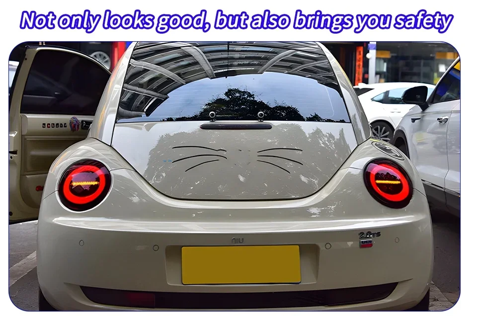 Vista trasera del conjunto LED instalado en un Volkswagen Beetle