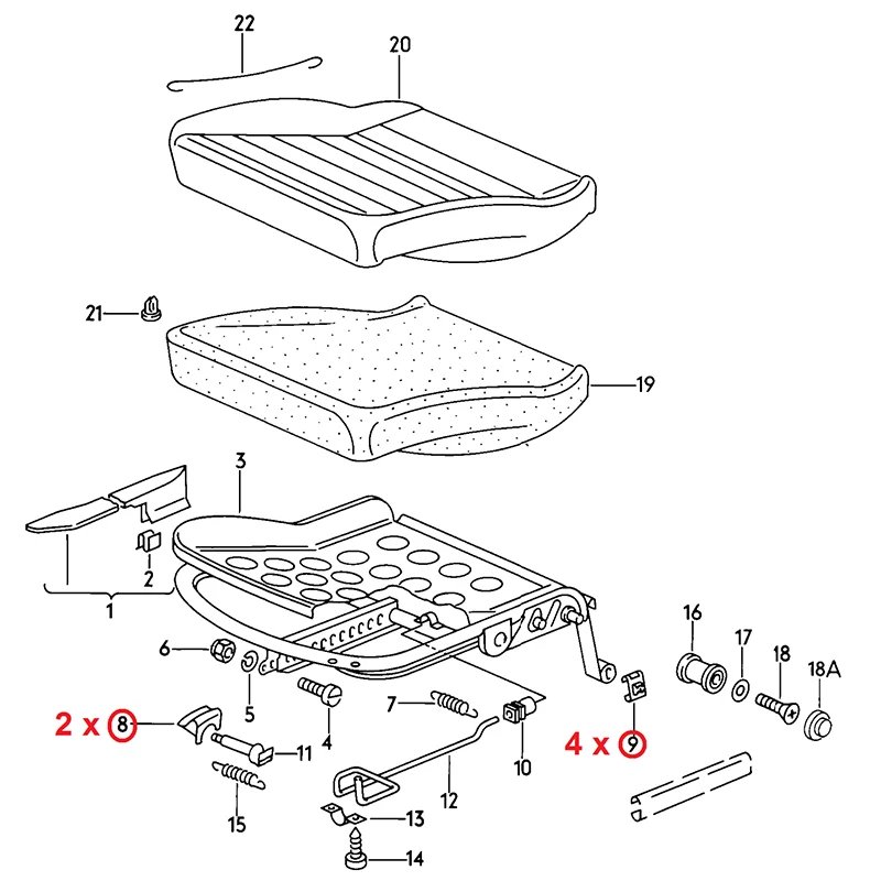 Clip guía deslizante de asiento para VW Polo Mk3 6N y Derby - imagen 4