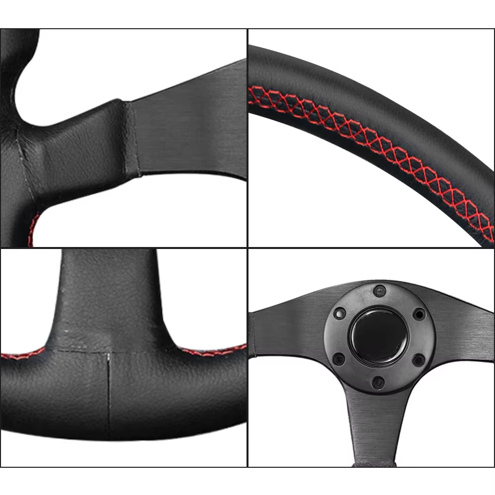 Volante deportivo clásico de cuero negro universal para VW y Toyota - imagen 5