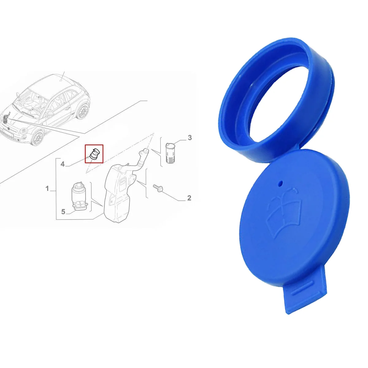 Tapón depósito limpiaparabrisas PINMOAP – Fiat 500, Punto, Bravo - imagen 2