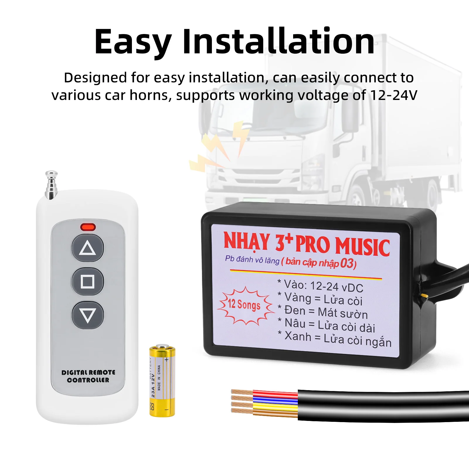 Controlador bocina electrónica 12V universal 16 sonidos - imagen 2