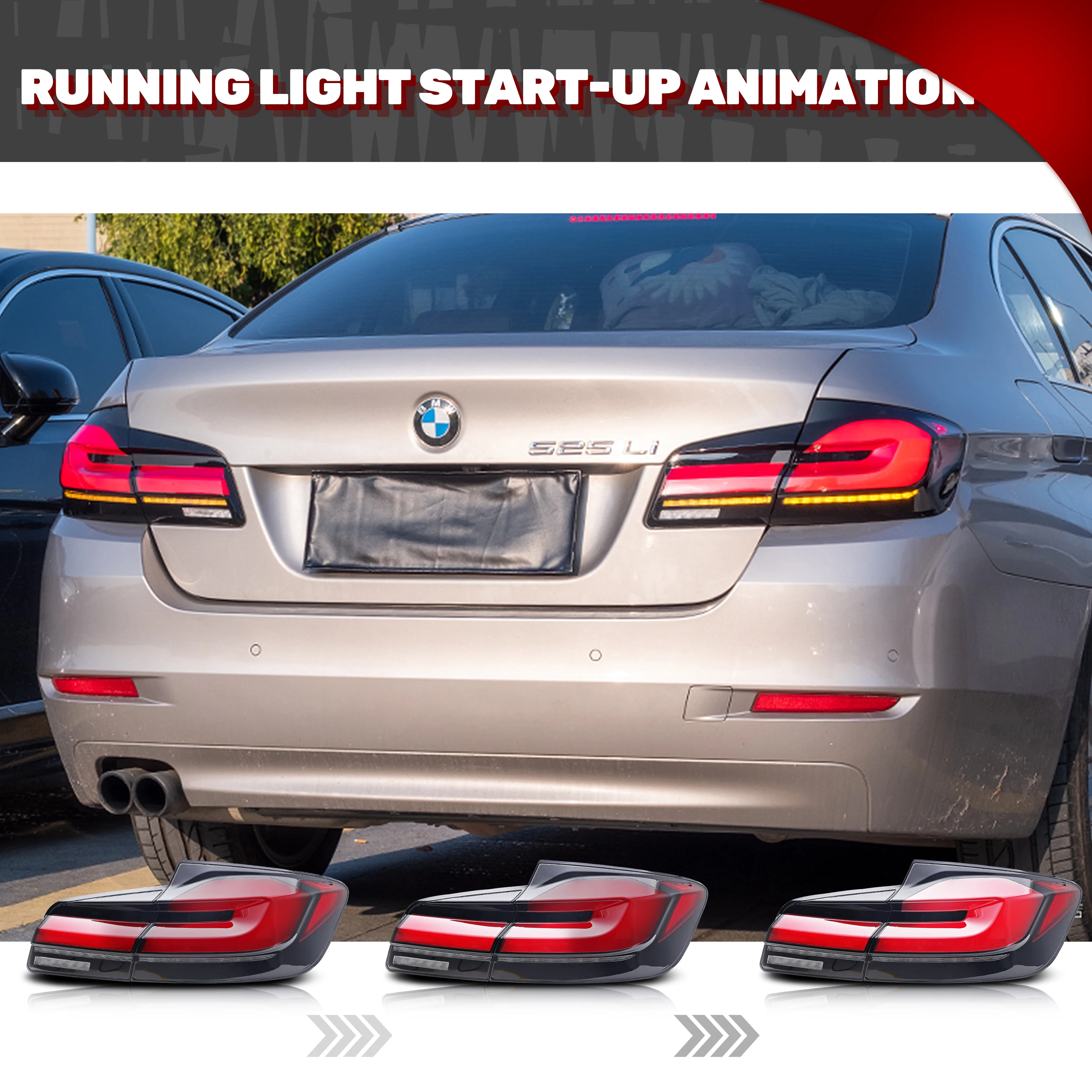 Luces traseras LED para BMW Serie 5 2011-2016 F10 M5 Conjunto de lámparas traseras de señal de giro secuencial de animación dinámica [No apto para G30] - imagen 4