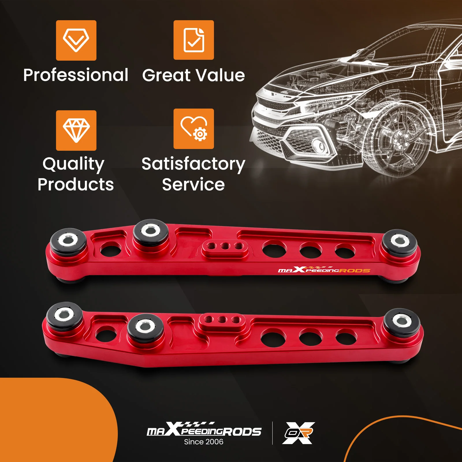 Brazos inferiores traseros de aluminio pulido – Honda Civic del Sol - imagen 5