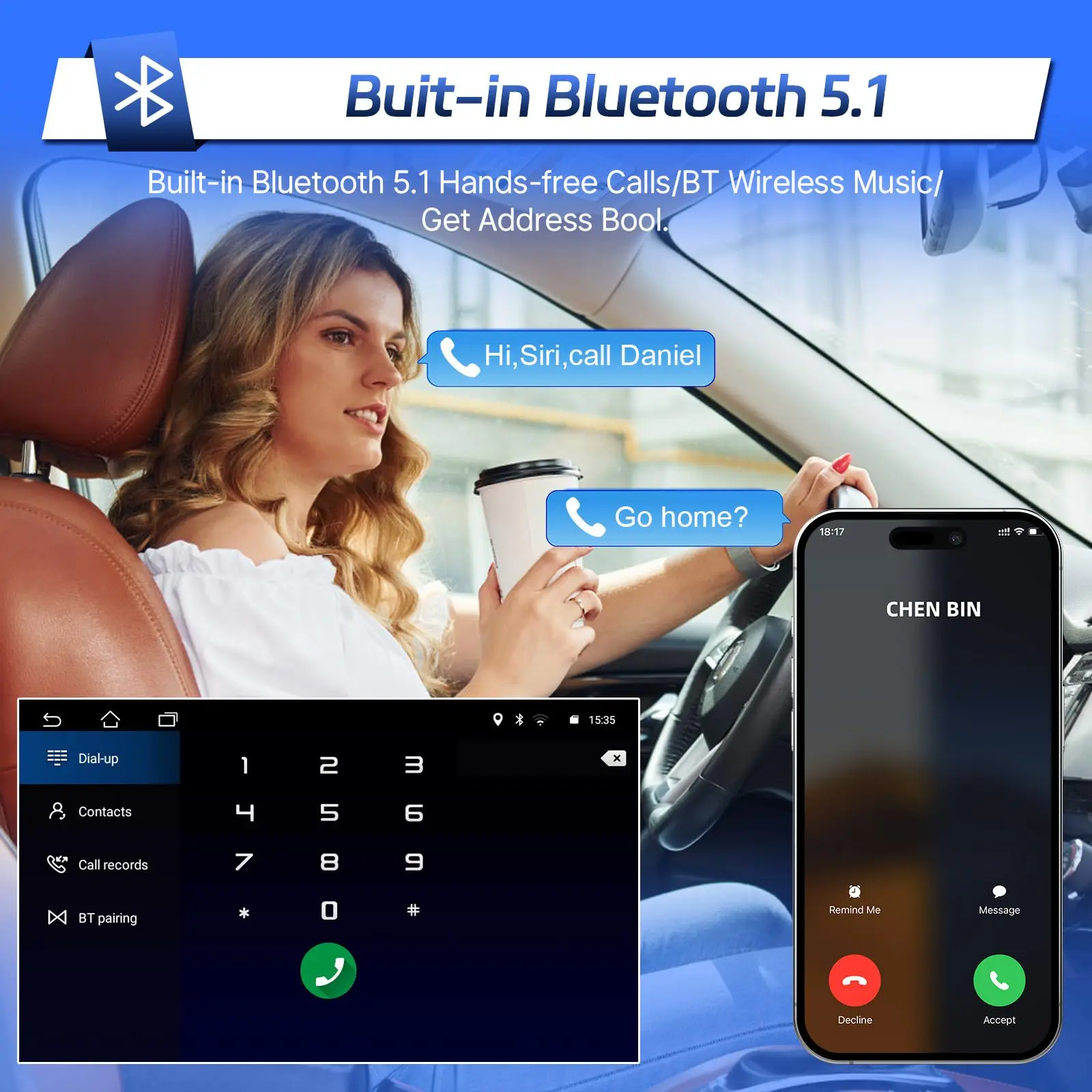 Retrovisor con cámara de respaldo 9" MirrorLink Bluetooth WiFi GPS - imagen 4