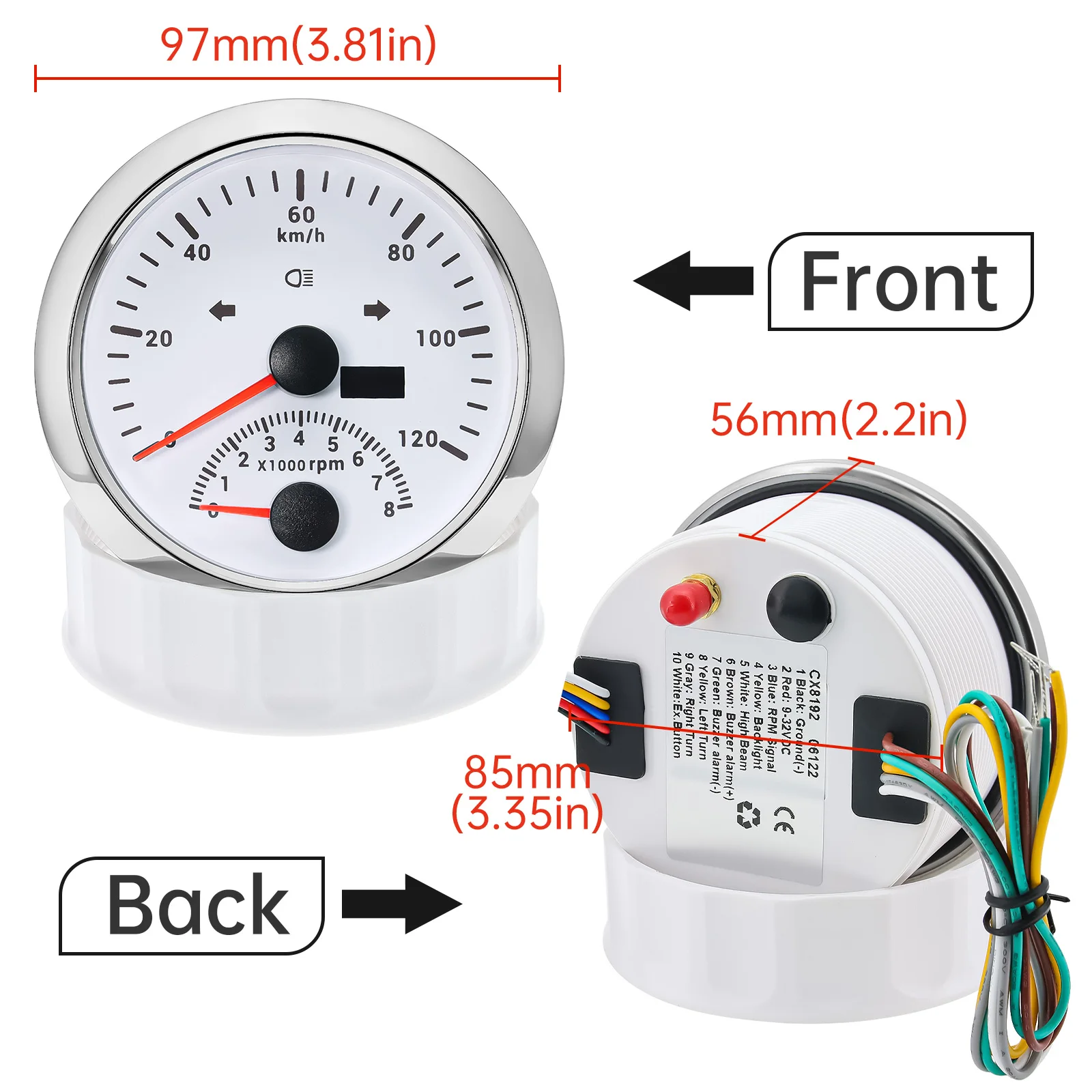 Velocímetro GPS 85mm con tacómetro para coche, camión y barco - imagen 4