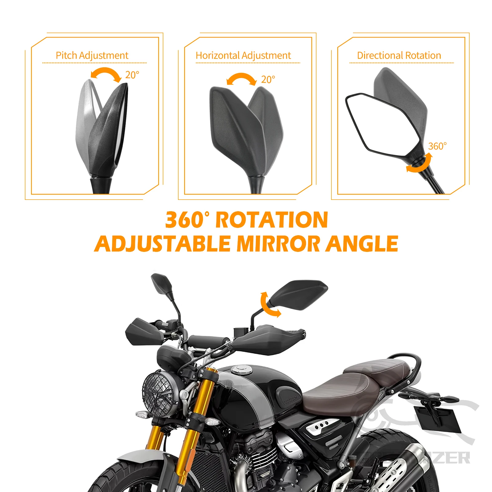 Espejo lateral Emark universal para moto, espejo retrovisor - imagen 4