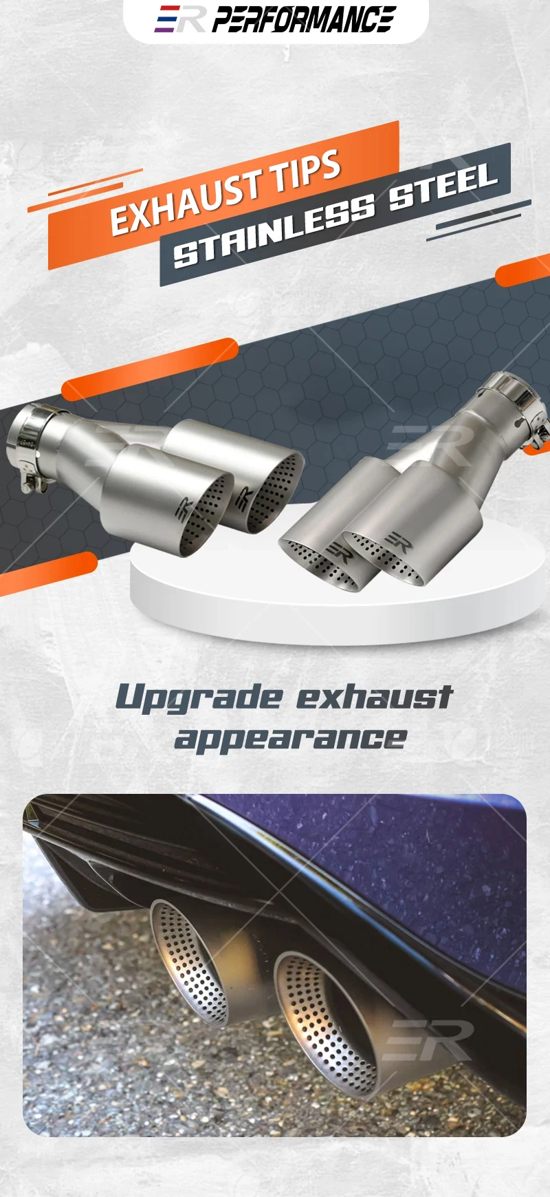 Punta de silenciador de coche de acero inoxidable