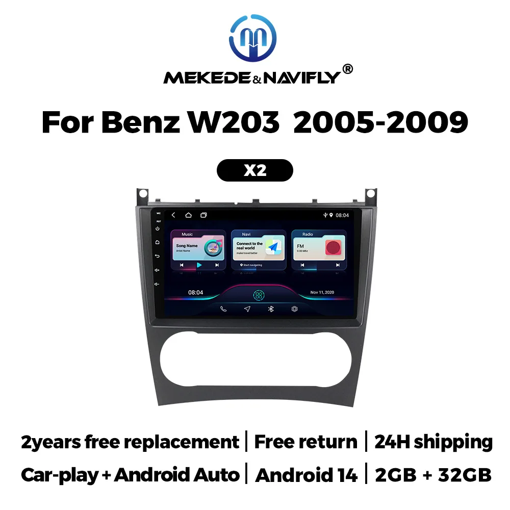 Pantalla Android MEKEDE con GPS y CarPlay para Mercedes W203/W209 - imagen 2