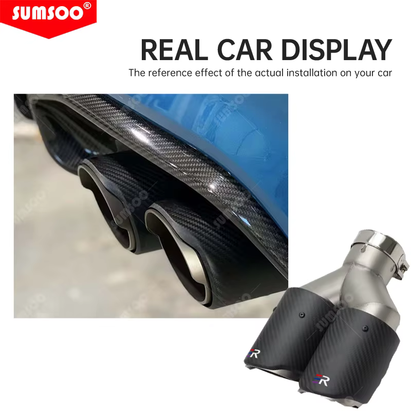 Punta de escape doble Sumsoo de carbono mate negra universal BMW - imagen 3